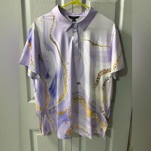 NWT ACEGOLFS Purple and Gold Women’s Polo size 3XL
